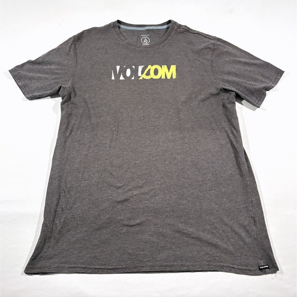 Volcom Mens Short Sleeve Crew Gray Cotton Poly Modern Fit Tee T-shirt XL Y2K